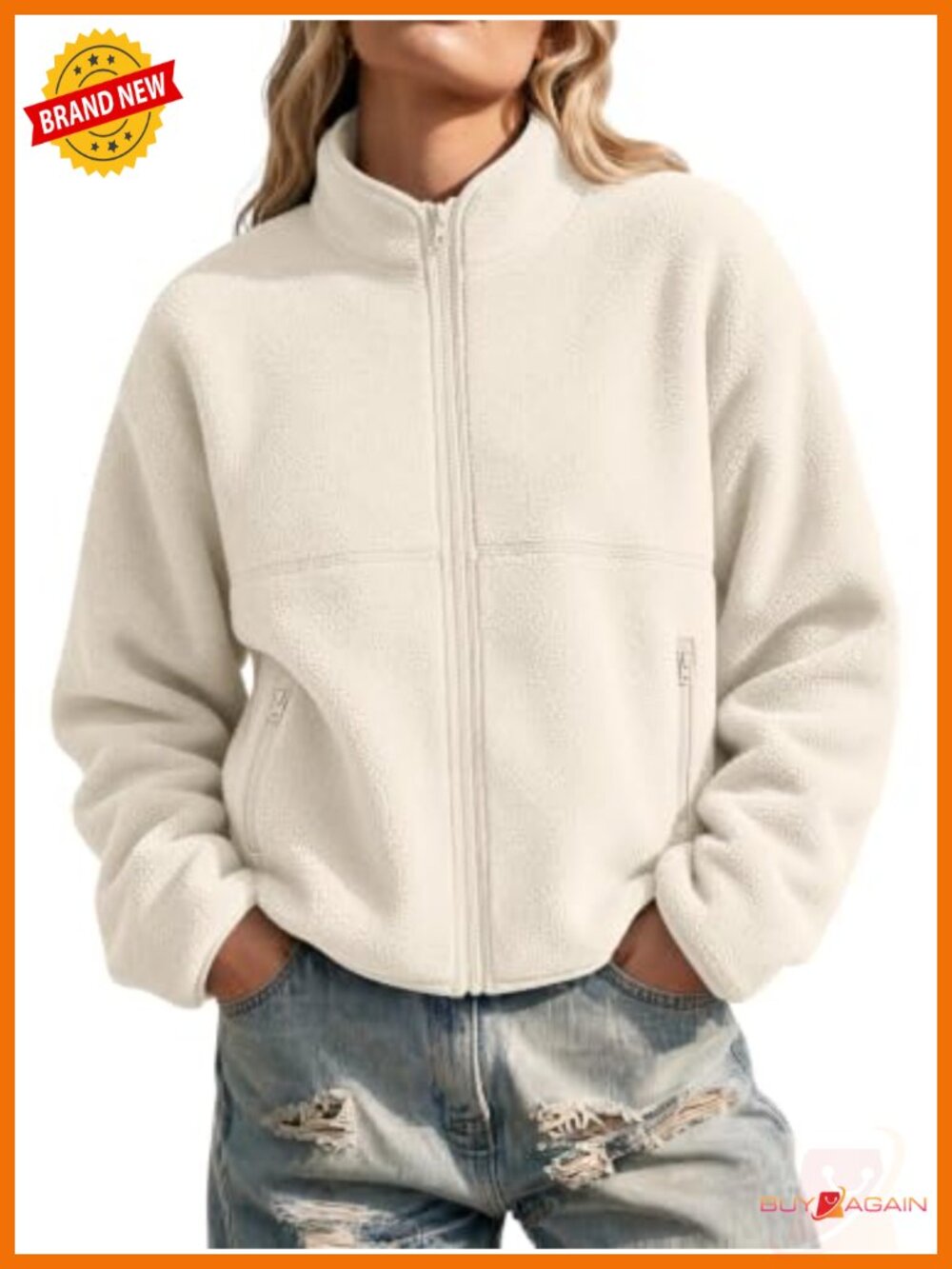 Womens Sherpa Fleece Full Zip Jacket Polyester Cotton Warm Fall Winter Coat